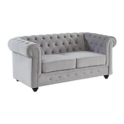 Vente-Unique Canapé 2 places CHESTERFIELD - Velours gris clair