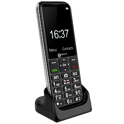 Geemarc Téléphone Portable Senior - Compatible Appareils Auditifs - Bouton SOS Noir