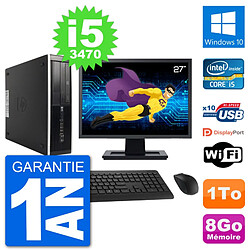 PC HP 8300 SFF Ecran 27" Intel i5-3470 RAM 8Go Disque Dur 1To Windows 10 Wifi · Occasion 