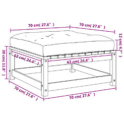 vidaXL Repose-pied de jardin avec coussin bois massif de pin pas cher