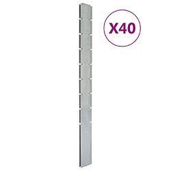 vidaXL Poteaux de clôture 40 pcs argenté 220 cm&nbsp;acier galvanisé 