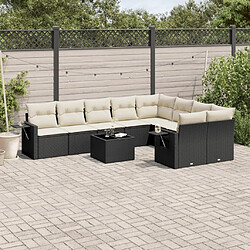 Maison Chic Salon de jardin 10 pcs avec coussins, Ensemble Tables et chaises d'extérieur noir résine tressée -GKD394052