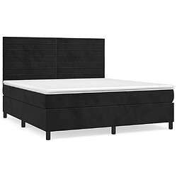 vidaXL Sommier à lattes de lit avec matelas Noir 180x200 cm Velours