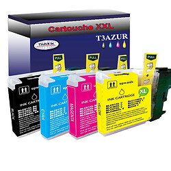 T3Azur Lot de 4 Cartouches compatibles Brother MFC-5490CN,MFC-5890CN,MFC-5895CW, LC1100XL