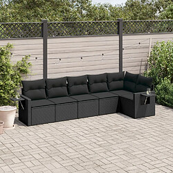 vidaXL Salon de jardin 6 pcs avec coussins noir résine tressée