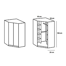 Inside 75 Armoire d'angle KROOS blanc brillant pas cher