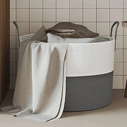 vidaXL Panier de rangement gris et blanc Ø51x33 cm coton 