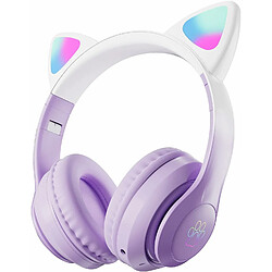 YUANFU-STN-28 Pro Cat Ear Casque Bluetooth sans fil pour femme (Casque Bluetooth intra-auriculaire avec microphone - Violet) 