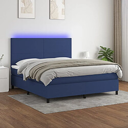 vidaXL Sommier à lattes de lit et matelas et LED Bleu 160x200 cm Tissu 