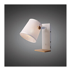 Luminaire Center Applique murale Nordica II Position avec USB Socket, 1x23W E27, blanc/hêtre avec Abat jour blanc