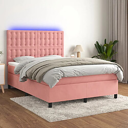 vidaXL Sommier à lattes de lit matelas et LED Rose 140x200 cm Velours 