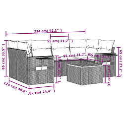 Acheter vidaXL Salon de jardin avec coussins 7 pcs gris résine tressée