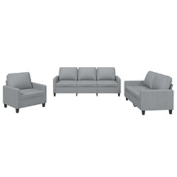 vidaXL Ensemble de canapés 3 pcs avec coussins Gris clair Tissu