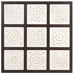 vidaXL Panneau mural sculpté à la main MDF 60x60x1,5cm Marron et blanc