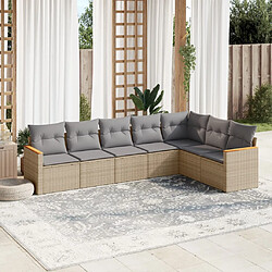 vidaXL Salon de jardin avec coussins 7pcs mélange beige résine tressée