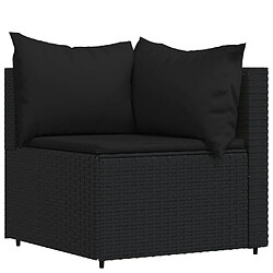 Avis vidaXL Salon de jardin 3 pcs avec coussins Noir Résine tressée