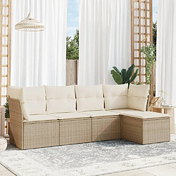 vidaXL Salon de jardin avec coussins 5 pcs beige résine tressée 