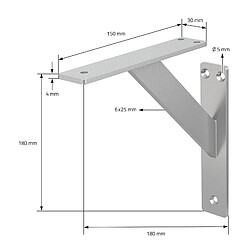 ML-Design 4x Support étagère murale fixation flottante aluminium argent robuste 180x180 mm pas cher