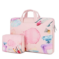 Wewoo Sacoche pour ordinateur portable de poche imperméable à l'eau en cuir PU souple avec sac de transport Taille 14 pouces rose parfumée 