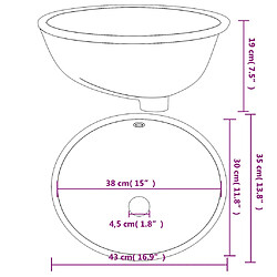 vidaXL Évier de salle de bain blanc 43x35x19 cm ovale céramique pas cher