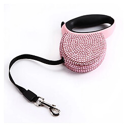 Universal Laisse rétractable pour animaux domestiques strass rose cristal chiot chiot pet pet leash 3m fil plat | Leash de plomb | Laisse rétractable pour animaux domestiques 