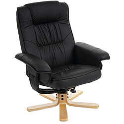 Decoshop26 Fauteuil relax en synthétique noir pied en bois siège pivotant FAL04028