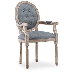 NC Fauteuil médaillon capitonné Louis XVI tissu Gris