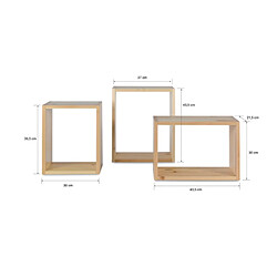 Avis Homestyle4U Set de 3 tablettes suspendues en bois Naturel