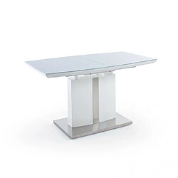 Inside 75 Table repas extensible NAVAJO 140(180cm) plateau MDF laque blanc socle acier brosse