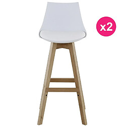 Lot de 2 Chaises de Bar Blanches et Piétement Chêne KosyForm