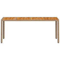 Acheter vidaXL Table de jardin beige 190x90x75 cm résine tressée bois d'acacia