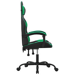 Avis vidaXL Chaise de jeu pivotante Noir et vert Similicuir