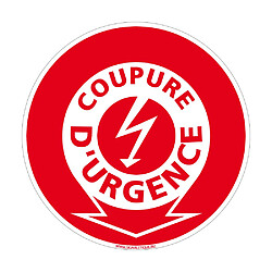 Signaletique Biz Panneau Coupure d'Urgence Électrique. Signalisation Sécurité Incendie. Autocollant Coupure Électrique - Diamètre 250 mm - Aluminium 2 mm - Aluminium 2 mm