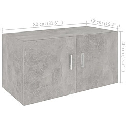 vidaXL Armoire murale Gris béton 80x39x40 cm Bois d'ingénierie pas cher