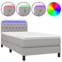 Maison Chic Lit adulte- Lit + matelas + LED,Sommier à lattes de lit matelas LED Gris clair 100x200 cm Tissu -GKD40114