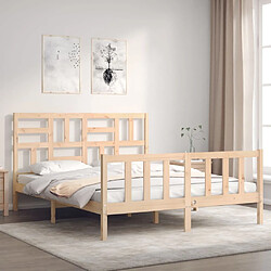 Avis Maison Chic Cadre/structure de lit avec tête de lit pour adulte - Lit Moderne Chambre King Size bois massif -MN45104