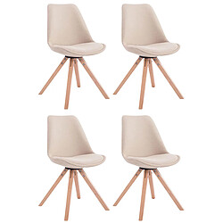 Decoshop26 Lot de 4 chaises de salle à manger design scandinave en tissu crème et pieds en bois clair forme carré 10_0003202