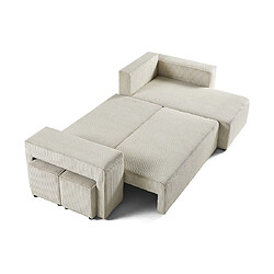 Bestmobilier Topaze - canapé d'angle réversible 4 places - convertible avec coffre, tablette et poufs - en velours côtelé