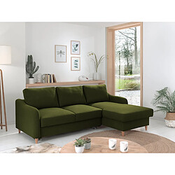 Lisa Design Will - canapé d'angle droit - convertible avec coffre - 4 places - en tissu Will - canapé d'angle droit - convertible avec coffre - 4 places - en tissu - Vert Olive