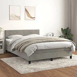 vidaXL Sommier à lattes de lit et matelas Gris clair 140x190cm Velours 