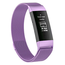 Wewoo Bracelet pour montre connectée Dragonne magnétique en acier inoxydable FITBIT Charge 3Taille Grand217x18mm Violet clair