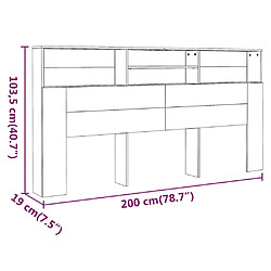 vidaXL Armoire de tête de lit Chêne marron 200x19x103,5 cm pas cher