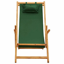 Maison Chic Chaise pliable de plage pour relaxbois d'eucalyptus solide et tissu vert -GKD78350