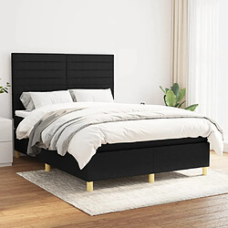 vidaXL Sommier à lattes de lit avec matelas Noir 140x190 cm Tissu 