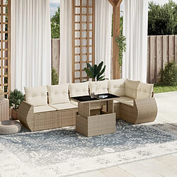 vidaXL Salon de jardin avec coussins 7 pcs beige résine tressée 