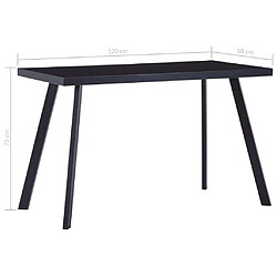 vidaXL Table à manger Noir 120x60x75 cm Verre trempé pas cher