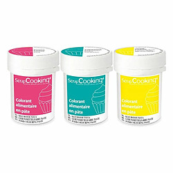 Scrapcooking 3 colorants alimentaires en pâte 20 g - fuchsia-turquoise-citron 