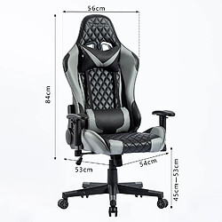 FOXSPORT Chaise gaming pivotant,fauteuil gamer,siège de bureau réglable avec accoudoir 2D, chaise de bureau réglable avec support lombaire réglable, gris