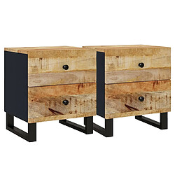 vidaXL Tables de chevet 2 pcs 40x33x46 cm Bois de manguier solide