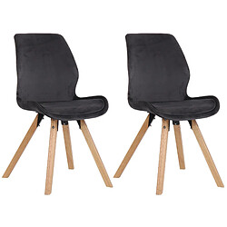 Decoshop26 Lot de 2 chaises de salle à manger en velours gris foncé style scandinave pieds bois CDS101125